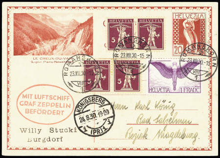1930 (23. Aug.) Königsbergfahrt, 20 Rp. GA-Karte mit