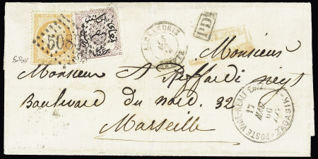 ZAGASIK: 1866 Mixed franking with France 1862 40c Empire