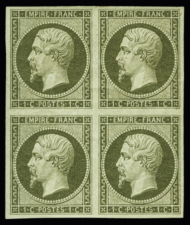 1c olive. Bloc de 4. TB