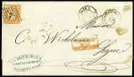 40c orange obl. ancre sur lettre frappée du cachet