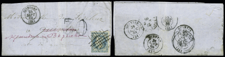 20c bleu sur fragment de lettre obl GUINGAMP du 25