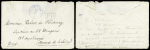 Lettre en franchise frappée du cachet bleu "COR. D.