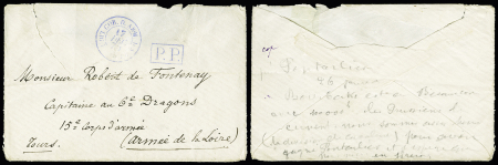 Lettre en franchise frappée du cachet bleu "COR. D.