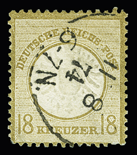 1872 18k Bister, lightly cancelled, somewhat irregular perforation at bottom, signed JF.Brun and cert., fresh & scarce
