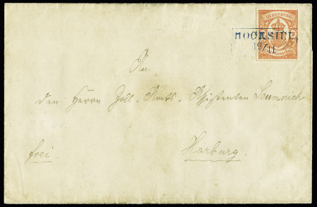 1860 2g Red tied neat MOOKSIEL 19/11 pmk in blue on cover to Hamburg, very fine, cert.