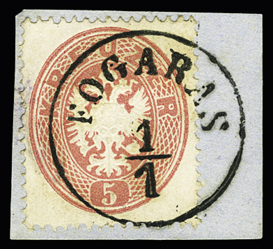 1863-64 Lot of 6 items including PRAG cancels (Yv. N° 24, 28, 29), very fine