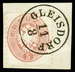1863-64 Lot of 6 items including PRAG cancels (Yv. N° 24, 28, 29), very fine