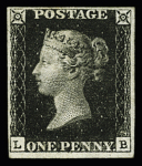 1840 1d Black, LB, plate 5, mint with original gum, superb, (S. G. Spec. AS25), cert.