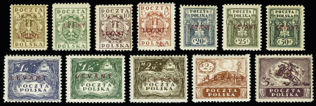 1919 3f Bister to 5m lilac, complete mint set of 12, very fine, cert. 