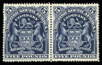 1898-1908 10£ Violet and £5 Deep blue, both values in unused pairs, very fine and rare, cert. 