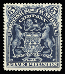 1898-1908 10£ Violet and £5 Deep blue, both values unused, very fine and rare, cert.