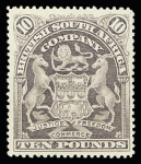1898-1908 10£ Violet and £5 Deep blue, both values unused, very fine and rare, cert.
