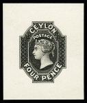 1857-58 4d black die proof on India paper, fine and scarce, cert.