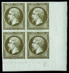1c mordoré. Bloc de 4. Paire inférieure **. CdF.