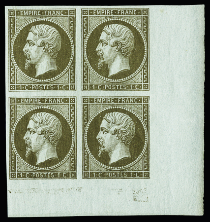 1c mordoré. Bloc de 4. Paire inférieure **. CdF.