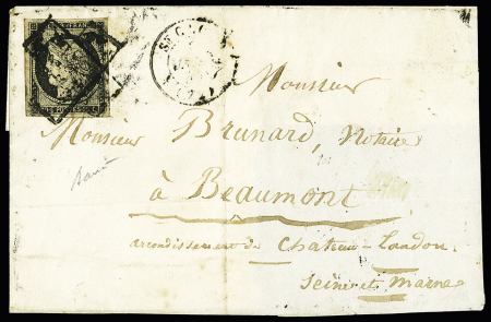Cachet provisoire de Janvier 1849Deux frappes croisées