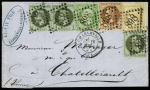 N° 20+25 (x3)+26+28 obl. GC 898 sur lettre de Charleville