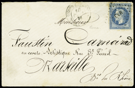 N° 29 20c Lauré obl. losange CER sur lettre du Corps
