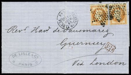 N° 31 x2 sur lettre de Paris 13.02.69 pour Guernsey
