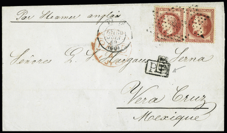 N° 32 en paire (un déf.) sur lettre en double port