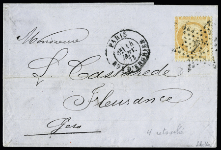 N° 38d 4 retouchés sur lettre de Paris 14.01.73 pour