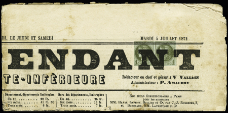 N° 39B 1c Bordeaux en paire, filet effleuré à gauche,