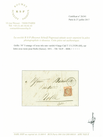 N° 5d 40c orange avec variété 4 retouché sur lettre