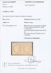 N° 5k 40c orange, Réimpression avec paire de la variété