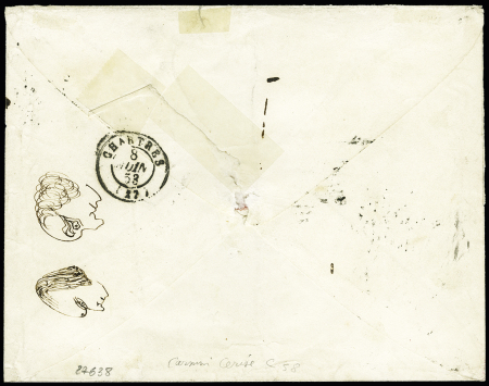 N° 6d 1F carmin cerise, superbe nuance, sur lettre