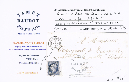 N° 10 25c bleu avec rare càd Corps Expéditionnaire