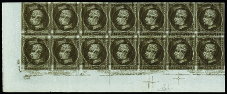 N° 11c 1c mordoré, Essai avec double impression dont