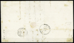 N° 12 5c vert en bande de six +paire sur lettre de