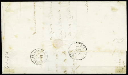 N° 12 5c vert en bande de six +paire sur lettre de