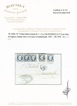 N° 14Af 10c bleu laiteux, bande de 3 + 2 isolés sur