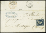 Etoile bleue sur N° 14 20c bleu sur lettre de Paris