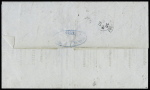 N° 14 20c bleu obl. cachet d'essai 1818 baton de Lyon