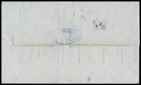 N° 14 20c bleu obl. cachet d'essai 1818 baton de Lyon