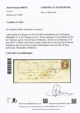 N° 18 1F carmin sur lettre de Toulouse (Haute-Garonne)