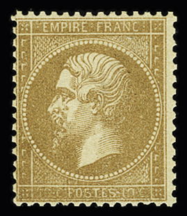 N° 21 10c bistre, magnifique variété "10" effacé,