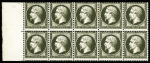 N° 22 20c bleu en bloc de 10 variété piquage très