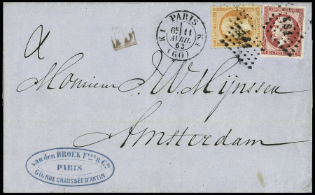 1863 Lettre au 2è échelon pour Amsterdam avec 80c