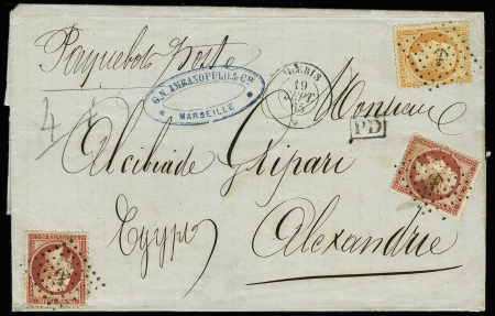 N° 23 +24 (x2) obl. Ancre sur lettre 4 ports de Marseille