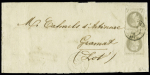France n° 27 4c Lauré en paire obl. càd Monaco 26.01.1868