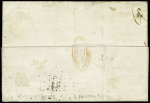 N° 1F carmin avec filet d'encadrement, réparé, sur