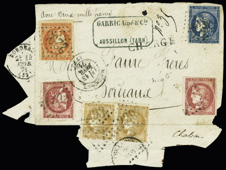 N° 43 en paire +45+48+49 (x2) sur devant de lettre chargé de Mazamet