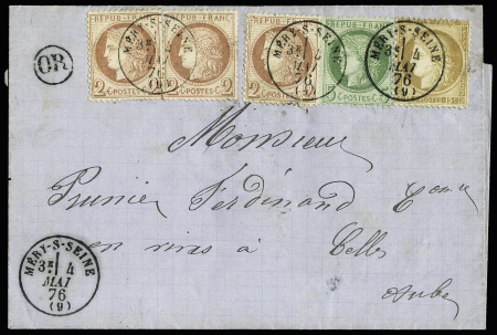9 AUBE N° 51 (x3) +53 +55 obl. càd Méry sur Seine