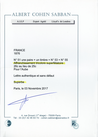 9 AUBE N° 51 (x3) +53 +55 obl. càd Méry sur Seine
