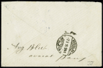 Etoile bleue sur N°54 en bande de trois sur lettre