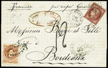 Timbre d'Argentine 5c obl. Rosario en combinaison avec