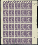 N° 236 40c violet, bloc de 30 timbres, haut de feuille,